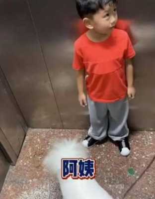 电梯里小男孩搞笑